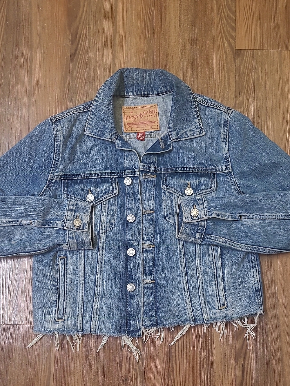Lucky Brand Light Blue‎ Distressed Denim Jacket